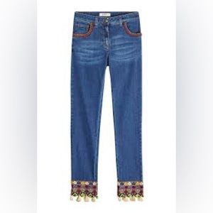 NWOT Etro embroidered tassel straight jeans
